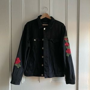 Men’s Pacsun black rose denim jacket